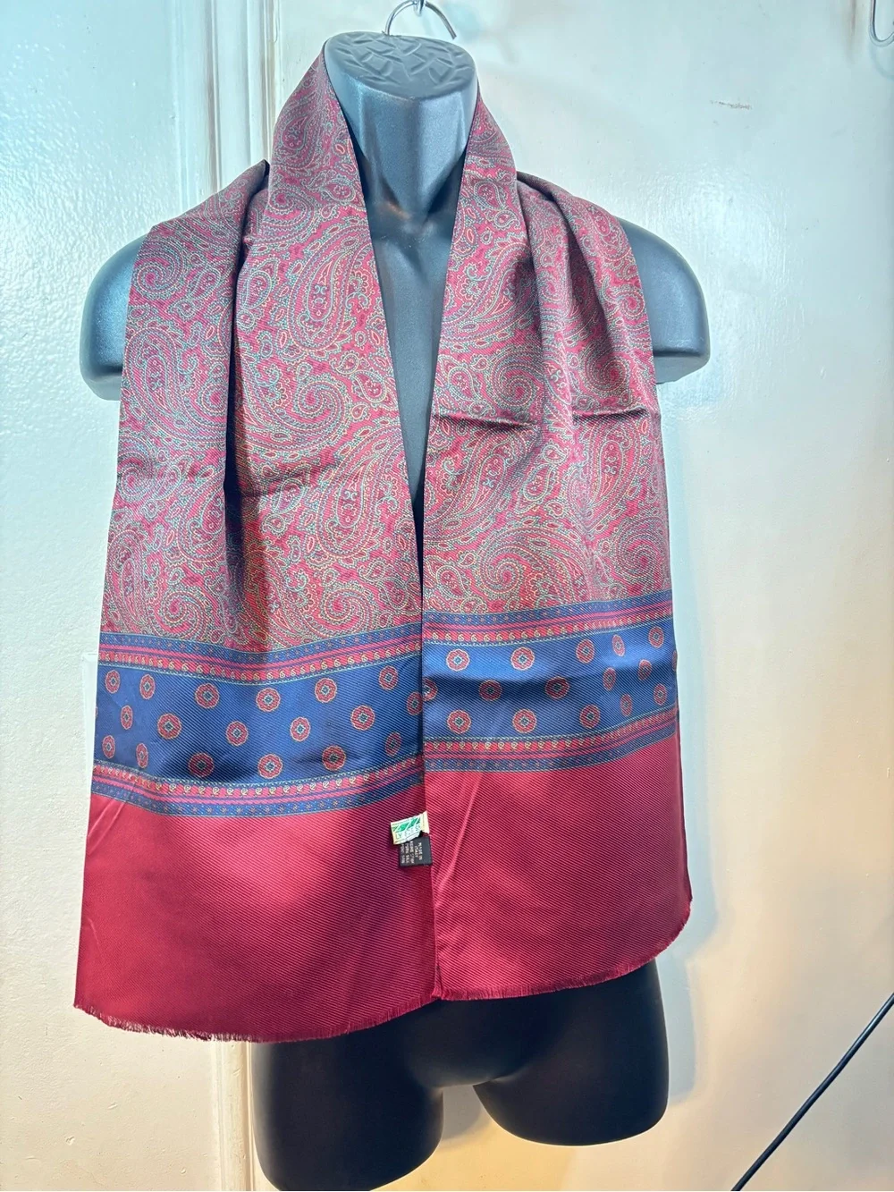Paisley Red and Navy Tubular Silk Scarf